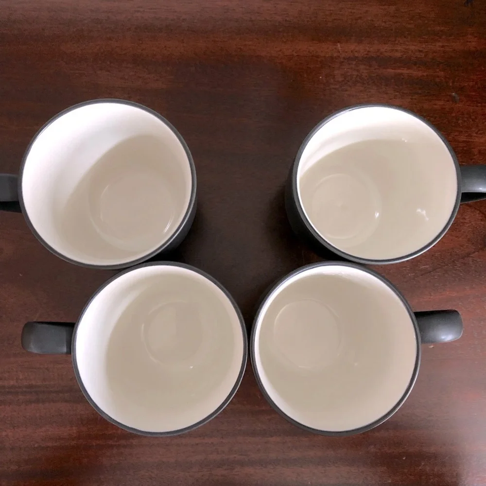 Noritake Colorwave Graphite 8034Y Black White Stoneware Coffee Cups Mugs-4 count - Picture 2 of 4
